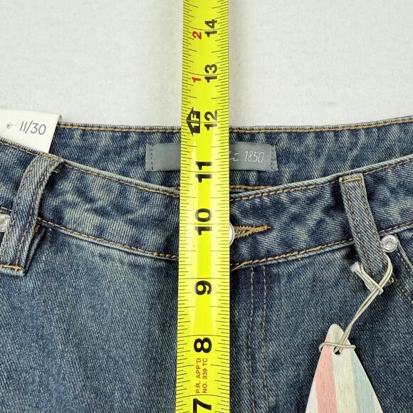 Cali 1850 Women's Wide-Leg Raw Hem Grommet Blue Denim Jeans Size 11/30 NWT - Picture 10 of 12